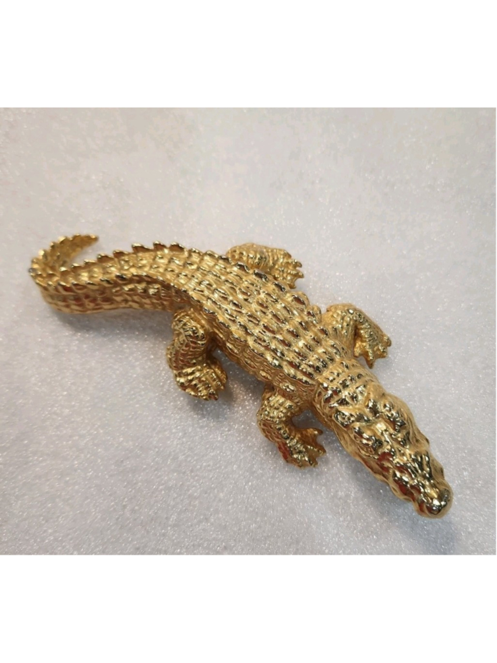 Vtg Accessocraft USA Large Alligator Belt Buckle Gold Tone Maximalist 5.5"